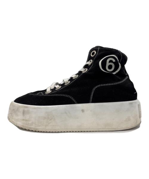 MM6 Maison Margiela（エムエムシックスメゾンマルジェラ）MM6 Maison Margiela (エムエムシックスメゾンマルジェラ) ハイカットスニーカー ブラック×ホワイト サイズ:38の古着・服飾アイテム