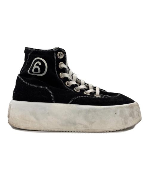 MM6 Maison Margiela（エムエムシックスメゾンマルジェラ）MM6 Maison Margiela (エムエムシックスメゾンマルジェラ) ハイカットスニーカー ブラック×ホワイト サイズ:38の古着・服飾アイテム