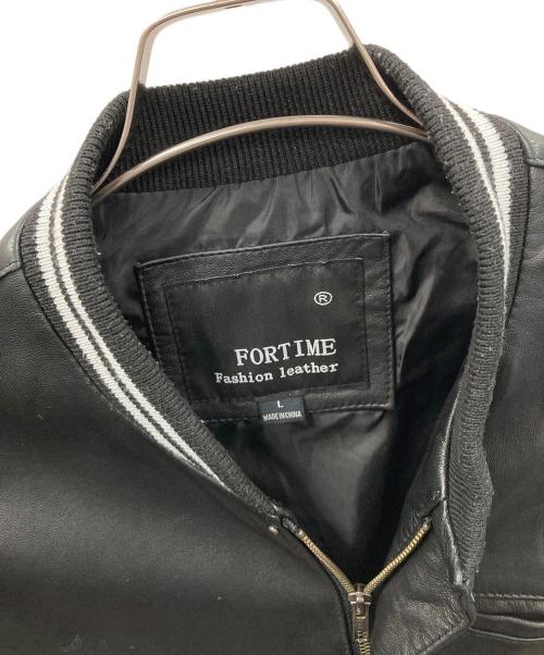 FORTIME（フォータイム）FORTIME (フォータイム) レザーブルゾン ブラック サイズ:Lの古着・服飾アイテム