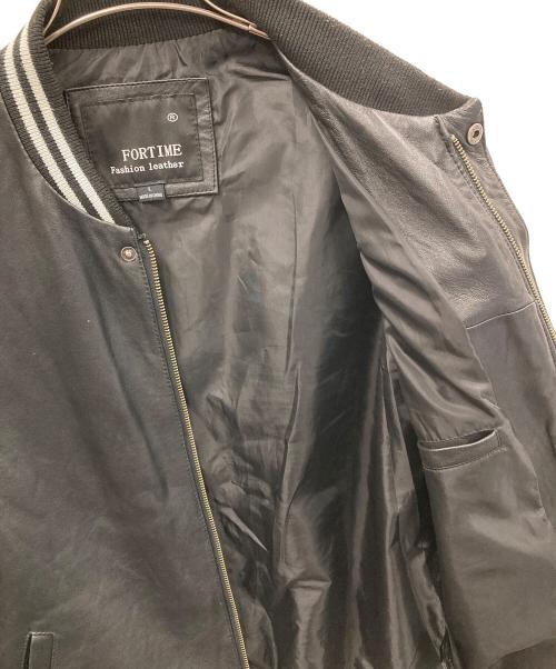 FORTIME（フォータイム）FORTIME (フォータイム) レザーブルゾン ブラック サイズ:Lの古着・服飾アイテム