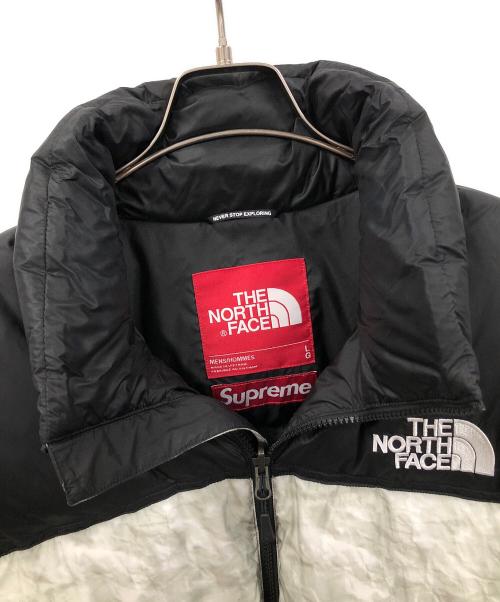 SUPREME（シュプリーム）SUPREME (シュプリーム) THE NORTH FACE (ザ ノース フェイス) ダウンジャケット Paper Print Nuptse Jacket（ペーパー プリント ヌプシ ジャケット） グリーン系 サイズ:Lの古着・服飾アイテム