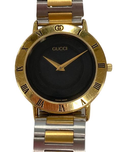 GUCCI（グッチ）GUCCI (グッチ) 腕時計 クォーツ ブラック×ゴールド サイズ:実寸サイズにご確認ください。の古着・服飾アイテム