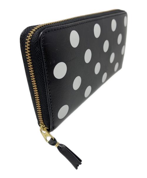 COMME des GARCONS（コムデギャルソン）COMME des GARCONS (コムデギャルソン) 財布 ラウンドファスナー ポルカドット ブラック×ホワイト サイズ:実寸サイズにてご確認くださいの古着・服飾アイテム