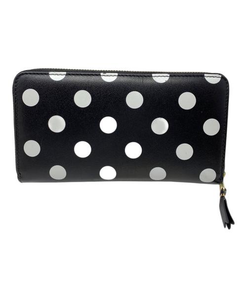 COMME des GARCONS（コムデギャルソン）COMME des GARCONS (コムデギャルソン) 財布 ラウンドファスナー ポルカドット ブラック×ホワイト サイズ:実寸サイズにてご確認くださいの古着・服飾アイテム