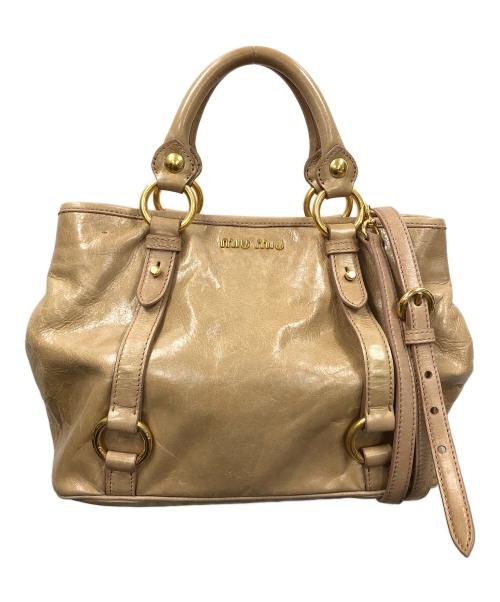 MIU MIU（ミュウミュウ）MIU MIU (ミュウミュウ) 2WAYバッグ ハンドバッグ ショルダーバッグ ベージュ サイズ:実寸サイズにてご確認下さい。の古着・服飾アイテム