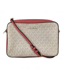 MICHAEL KORS（マイケル・コース）の古着「ショルダーバッグ クロスボディバッグ シグネチャー」｜ピンク×ホワイト