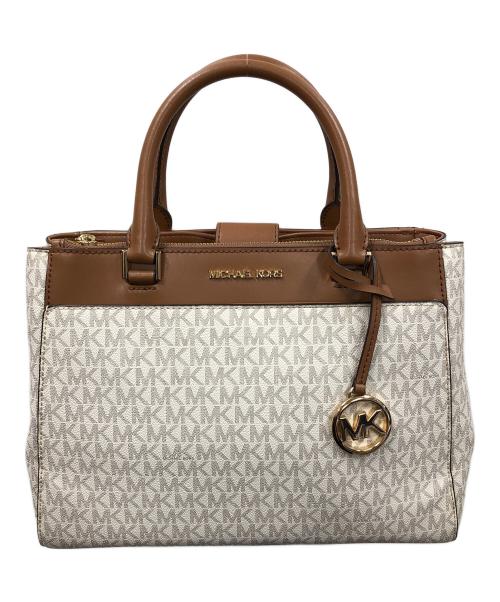 MICHAEL KORS（マイケル・コース）MICHAEL KORS (マイケル・コース) 2WAYバッグ トートバッグ ショルダーバッグ ブラウン×ホワイト サイズ:実寸サイズにてご確認下さい。の古着・服飾アイテム