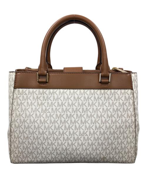 MICHAEL KORS（マイケル・コース）MICHAEL KORS (マイケル・コース) 2WAYバッグ トートバッグ ショルダーバッグ ブラウン×ホワイト サイズ:実寸サイズにてご確認下さい。の古着・服飾アイテム