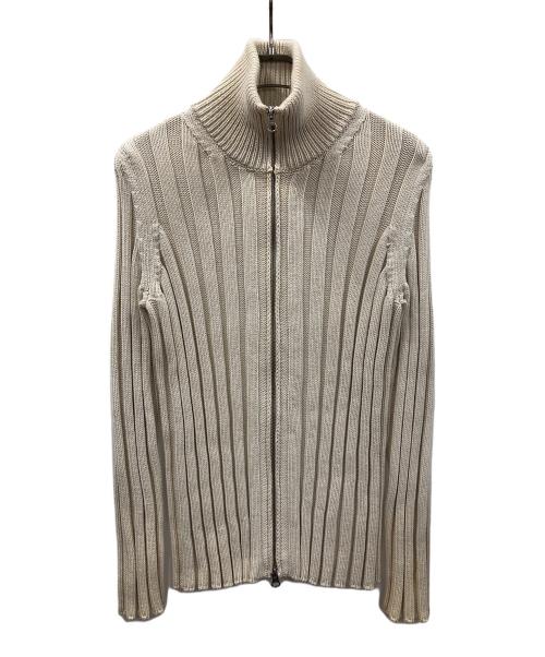 MM6 Maison Margiela（エムエムシックスメゾンマルジェラ）MM6 Maison Margiela (エムエムシックスメゾンマルジェラ) バックロゴリブニットジャケット アイボリー サイズ:Mの古着・服飾アイテム
