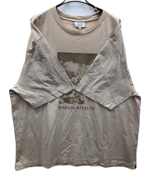 maison kitsune（メゾンキツネ）maison kitsune (メゾンキツネ) 半袖カットソー コットンTシャツ デイジーフィールド オーバーサイズ ベージュ サイズ:XLの古着・服飾アイテム