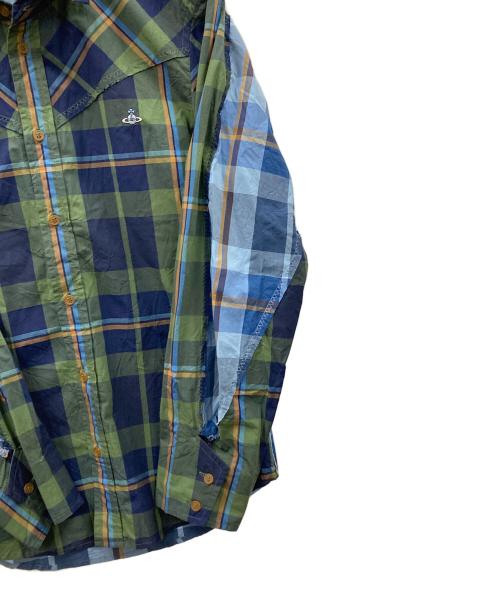 Vivienne Westwood man（ヴィヴィアン ウェストウッド マン）Vivienne Westwood man (ヴィヴィアン ウェストウッド マン) 長袖シャツ チェック柄 グリーン×ネイビー サイズ:44の古着・服飾アイテム