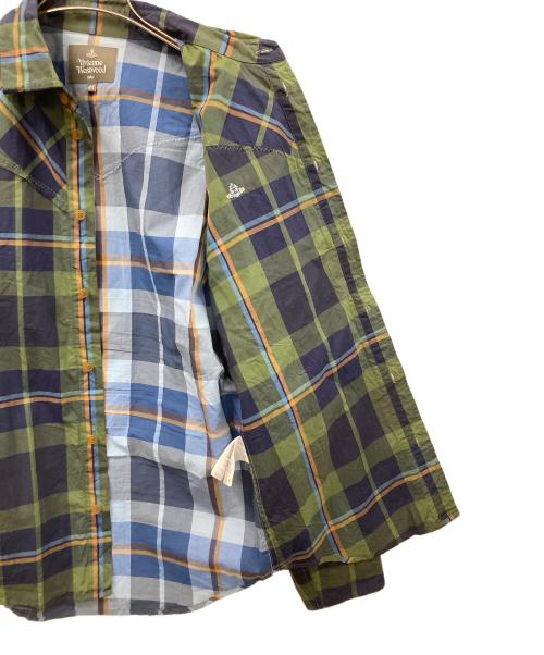 Vivienne Westwood man（ヴィヴィアン ウェストウッド マン）Vivienne Westwood man (ヴィヴィアン ウェストウッド マン) 長袖シャツ チェック柄 グリーン×ネイビー サイズ:44の古着・服飾アイテム