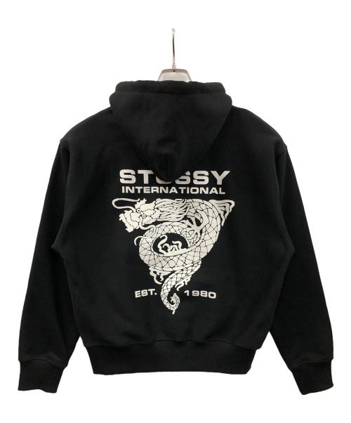 stussy（ステューシー）stussy (ステューシー) プルオーバーパーカー DRAGON HOODIE（ドラゴン フーディ） ブラック サイズ:Sの古着・服飾アイテム
