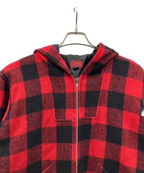 C.A.B.CLOTHING（キャブクロージング）C.A.B.CLOTHING (キャブクロージング) フーデッドジャケット チェック柄 レッド×ブラック サイズ:Mの古着・服飾アイテム