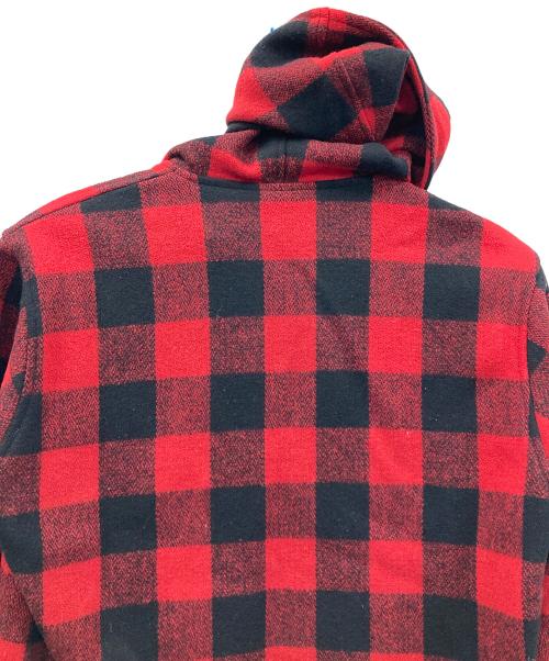 C.A.B.CLOTHING（キャブクロージング）C.A.B.CLOTHING (キャブクロージング) フーデッドジャケット チェック柄 レッド×ブラック サイズ:Mの古着・服飾アイテム