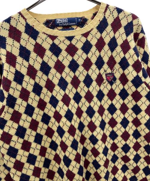 POLO RALPH LAUREN（ポロ・ラルフローレン）POLO RALPH LAUREN (ポロ・ラルフローレン) ニット アーガイル ワインレッド×ネイビー サイズ:Mの古着・服飾アイテム