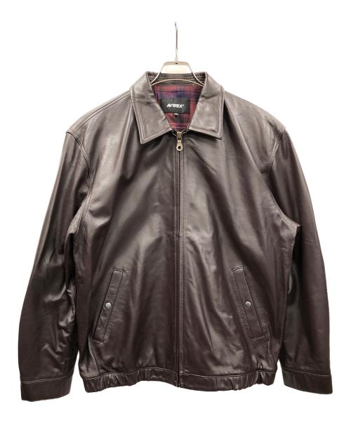 AVIREX（アヴィレックス）AVIREX (アヴィレックス) レザージャケット COMFORTABLE LEATHER SWING TOP（コンフォータブル レザー スウィング トップ） ブラウン サイズ:2XLの古着・服飾アイテム