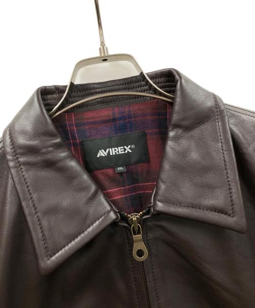 AVIREX（アヴィレックス）AVIREX (アヴィレックス) レザージャケット COMFORTABLE LEATHER SWING TOP（コンフォータブル レザー スウィング トップ） ブラウン サイズ:2XLの古着・服飾アイテム