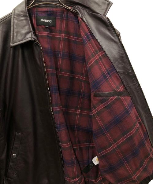 AVIREX（アヴィレックス）AVIREX (アヴィレックス) レザージャケット COMFORTABLE LEATHER SWING TOP（コンフォータブル レザー スウィング トップ） ブラウン サイズ:2XLの古着・服飾アイテム