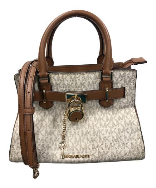 MICHAEL KORS（マイケル・コース）MICHAEL KORS (マイケル・コース) 2WAYバッグ ハンドバッグ ショルダーバッグ ハミルトン スモール ロゴ サッチェル ホワイト サイズ:実寸サイズにてご確認下さい。の古着・服飾アイテム