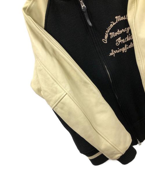 INDIAN MOTORCYCLE（インディアンモーターサイクル）INDIAN MOTORCYCLE (インディアンモーターサイクル) スタジャン ブラック×アイボリー サイズ:40の古着・服飾アイテム