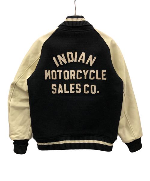 INDIAN MOTORCYCLE（インディアンモーターサイクル）INDIAN MOTORCYCLE (インディアンモーターサイクル) スタジャン ブラック×アイボリー サイズ:40の古着・服飾アイテム