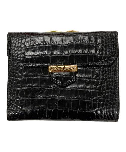 Yves Saint Laurent（イヴサンローラン）Yves Saint Laurent (イヴサンローラン) がま口3つ折り財布 ブラック サイズ:実寸サイズにご確認ください。の古着・服飾アイテム