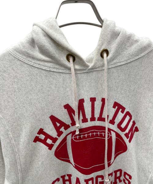DOUBLE WORKS（ダブルワークス）DOUBLE WORKS (ダブルワークス) プルオーバーパーカー HAMILTON CHARGERS（ハミルトン チャージャーズ） ライトグレー サイズ:M（38-40）の古着・服飾アイテム