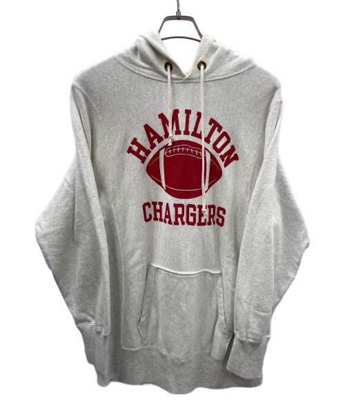 DOUBLE WORKS（ダブルワークス）DOUBLE WORKS (ダブルワークス) プルオーバーパーカー HAMILTON CHARGERS（ハミルトン チャージャーズ） ライトグレー サイズ:M（38-40）の古着・服飾アイテム