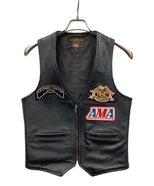 VANSON（バンソン）VANSON (バンソン) レザーベスト ブラック サイズ:38の古着・服飾アイテム