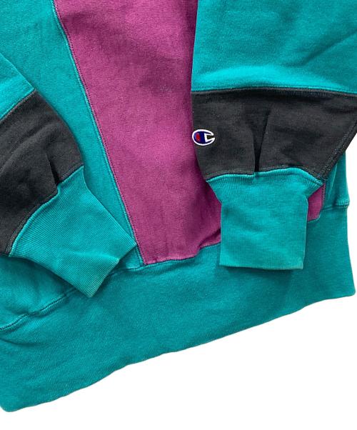 Champion（チャンピオン）Champion (チャンピオン) 90s リバースウィーブスウェット グリーン×パープル サイズ:Lの古着・服飾アイテム