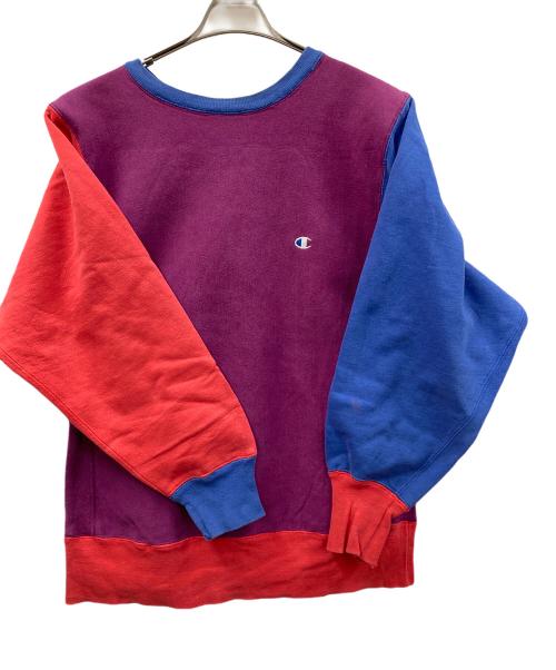 Champion（チャンピオン）Champion (チャンピオン) 90s リバースウィーブスウェット パープル×レッド×ブルー サイズ:Lの古着・服飾アイテム
