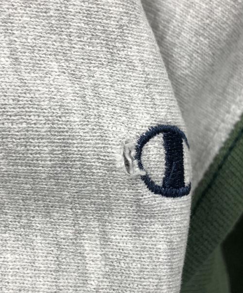 Champion（チャンピオン）Champion (チャンピオン) 90s リバースウィーブスウェット グレー×ネイビー×グリーン サイズ:MEDIUMの古着・服飾アイテム