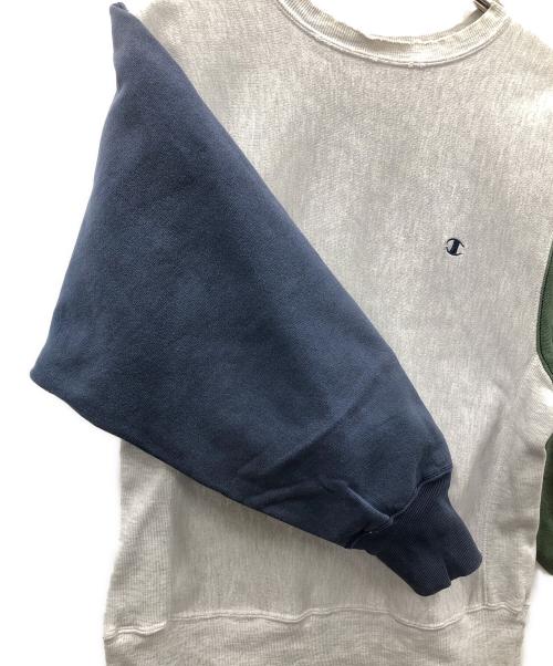 Champion（チャンピオン）Champion (チャンピオン) 90s リバースウィーブスウェット グレー×ネイビー×グリーン サイズ:MEDIUMの古着・服飾アイテム