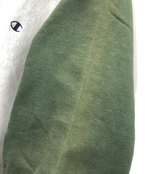 Champion（チャンピオン）Champion (チャンピオン) 90s リバースウィーブスウェット グレー×ネイビー×グリーン サイズ:MEDIUMの古着・服飾アイテム