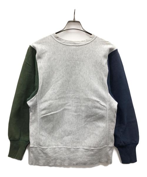 Champion（チャンピオン）Champion (チャンピオン) 90s リバースウィーブスウェット グレー×ネイビー×グリーン サイズ:MEDIUMの古着・服飾アイテム
