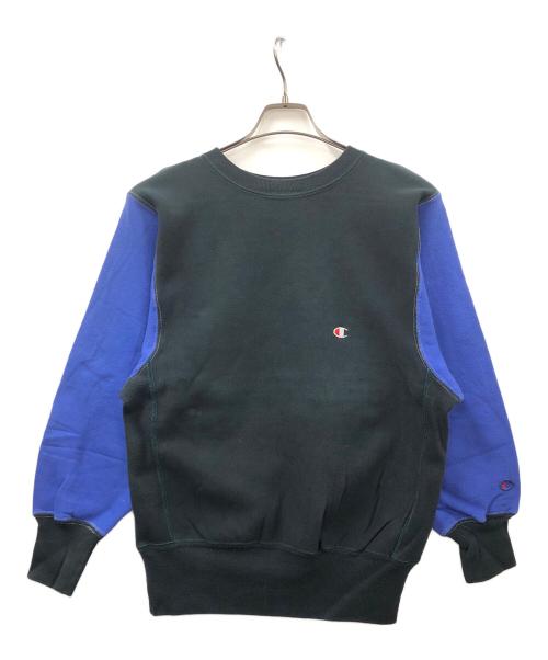 Champion（チャンピオン）Champion (チャンピオン) 90s リバースウィーブスウェット ブラック×ブルー サイズ:MEDIUMの古着・服飾アイテム