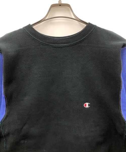 Champion（チャンピオン）Champion (チャンピオン) 90s リバースウィーブスウェット ブラック×ブルー サイズ:MEDIUMの古着・服飾アイテム