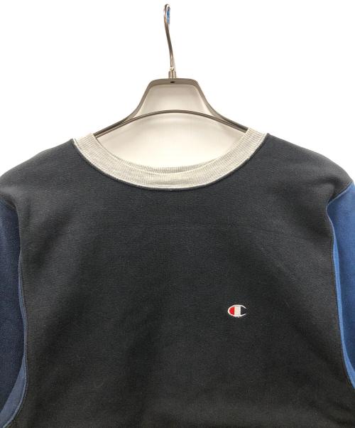Champion（チャンピオン）Champion (チャンピオン) 90s リバースウィーブスウェット ブラック×ブルー×グレー サイズ:MEDIUMの古着・服飾アイテム