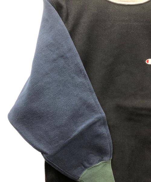 Champion（チャンピオン）Champion (チャンピオン) 90s リバースウィーブスウェット ブラック×ブルー×グレー サイズ:MEDIUMの古着・服飾アイテム