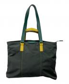 PAUL SMITHポールスミス）の古着「2WAYトートバッグ ハンドバッグ」｜グリーン×イエロー