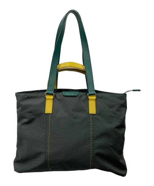 PAUL SMITH（ポールスミス）PAUL SMITH (ポールスミス) 2WAYトートバッグ ハンドバッグ グリーン×イエロー サイズ:実寸サイズにてご確認ください。の古着・服飾アイテム