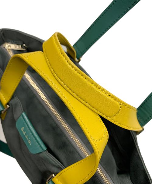 PAUL SMITH（ポールスミス）PAUL SMITH (ポールスミス) 2WAYトートバッグ ハンドバッグ グリーン×イエロー サイズ:実寸サイズにてご確認ください。の古着・服飾アイテム