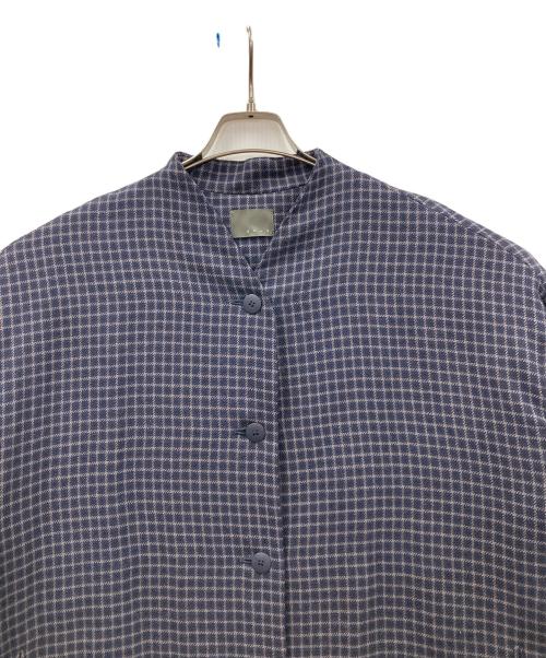 オローネ（オローネ）オローネ (オローネ) ノーカラーコート チェック柄 ネイビー サイズ:実寸サイズをご確認ください。の古着・服飾アイテム