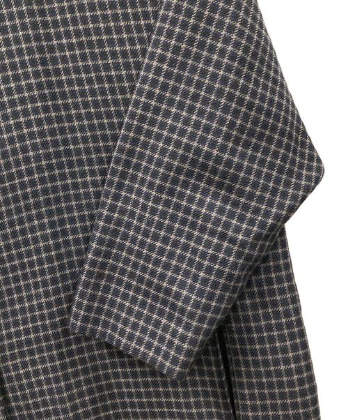 オローネ（オローネ）オローネ (オローネ) ノーカラーコート チェック柄 ネイビー サイズ:実寸サイズをご確認ください。の古着・服飾アイテム