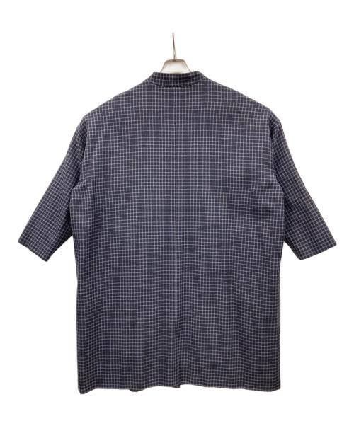 オローネ（オローネ）オローネ (オローネ) ノーカラーコート チェック柄 ネイビー サイズ:実寸サイズをご確認ください。の古着・服飾アイテム