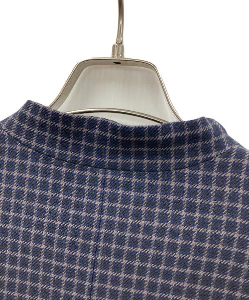 オローネ（オローネ）オローネ (オローネ) ノーカラーコート チェック柄 ネイビー サイズ:実寸サイズをご確認ください。の古着・服飾アイテム