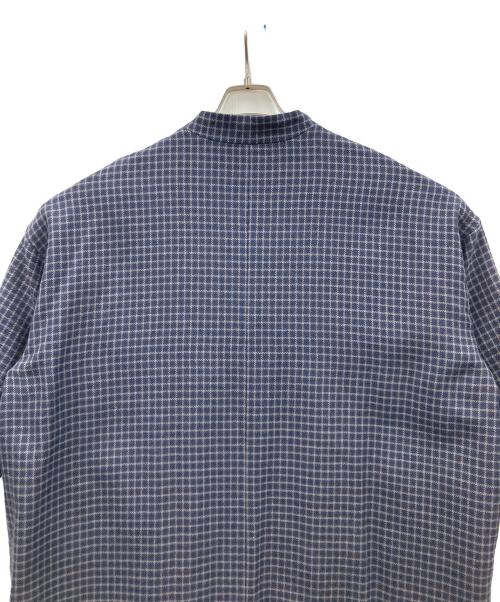 オローネ（オローネ）オローネ (オローネ) ノーカラーコート チェック柄 ネイビー サイズ:実寸サイズをご確認ください。の古着・服飾アイテム