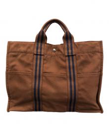 HERMES（エルメス）の古着「ハンドバッグ フールトゥMM」｜ブラウン×ネイビー