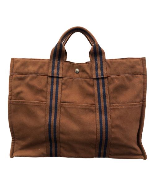 HERMES（エルメス）HERMES (エルメス) ハンドバッグ フールトゥMM ブラウン×ネイビー サイズ:実寸サイズにてご確認くださいの古着・服飾アイテム